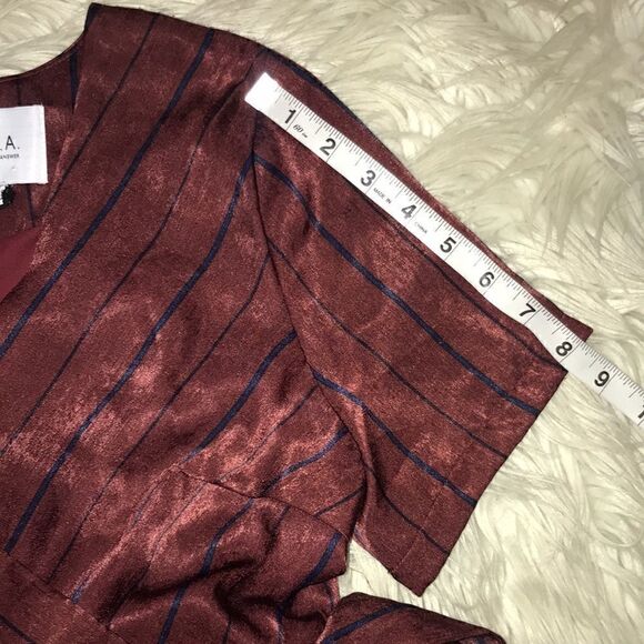 J.O.A. Wide Leg Jumpsuit in Wine Multi Surplice - Picture 10 of 12